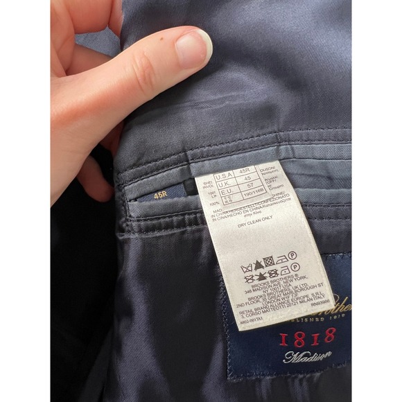 Brooks Brothers Blazer 45R 1818 Madison Sport Coat Grey Blue Plaid Italian Wool - Picture 5 of 13